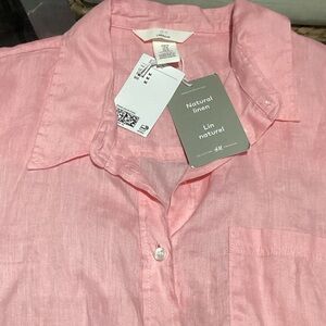 H&M Linen women’s Shirt in Soft Pink. Premium